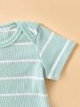 SHEIN 6pcs/set Comfortable Striped Fabric Baby Girls' Casual Everyday Outfits With Hat