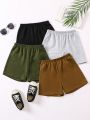 SHEIN Kids CHARMNG Girls (Small) Solid Color Elastic Waist Sports Shorts