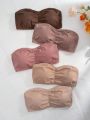 Women's Solid Color Pleated Bandeau Bra (5pcs/pack)