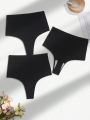 Women'S Solid Color Thong Panties (3pcs)