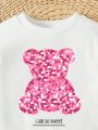 Baby Girls' Casual Cartoon Pattern Long Sleeve Round Neck Sweatshirt, Suitable For Autumn And Winter