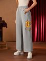 HARRY POTTER X SHEIN Letter Graphic Straight Leg Pants