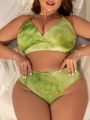 SHEIN Swim SXY Plus Size Tie Dye Rash Guard Swimsuit Set