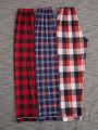 3pcs/set Plaid Pajama Pants Decorated With Bows