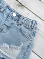 Toddler Girls' Distressed Frayed Hem Denim Shorts