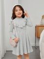 SHEIN Kids EVRYDAY Young Girl Ruffle Trim Mock Neck Dress