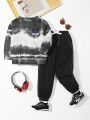 SHEIN Boys' Casual Round Neck Sweatshirt And Sports Pants Set