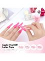 Saviland Liquid Latex for Nails - 20ML Latex Nail Polish Barrier Peel Off with Tweezer, Cuticle Guard Skin Barrier Nail Protector Pink White Nail Tape for Nail Art Tools Manicure Set for Salon Home