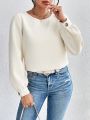 SHEIN Essnce Solid Color Back Button Long Sleeve Shirt