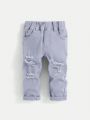 SHEIN Baby Boys' Elastic Waist Distressed Jeans