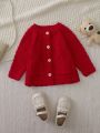 Baby Girl Raglan Sleeve Cable Knit Cardigan