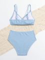 Tween Girls' Solid Color Textured Bikini Swimwear Set