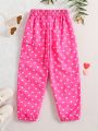 SHEIN Kids QTFun Little Girls' Printed Jogger Pants For Spring And Autumn