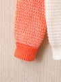 Lightweight Color Block Simple Style Casual Sweater For Tween Girls, Spring/Summer