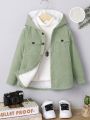 SHEIN Kids EVRYDAY Toddler Boys' Casual Hooded Fleece Lined Shirt