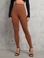 SHEIN Tall Women's Solid Color High Waist Leggings