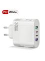 White 3.5a Mobile Phone Charger With Multiple Interfaces Including 2 Type-c Pd And 2 Usb Charging Ports. Travel Charger For Xiaomi, Huawei Devices, Adapter