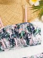 Teenage Swimwear Set With Plant Print