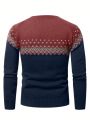 Manfinity Men's Color Block Geometric Pattern Raglan Sleeve Sweater