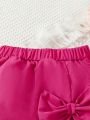 Baby Girls' Pink Skirt Pants With Bowknot Decoration