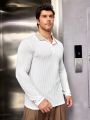 Manfinity Hypemode Men's Knitted Long-sleeved Polo Shirt With Patchwork Collar