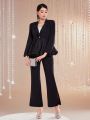 SHEIN Modely Ladies' Single-Colored Suit Set