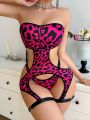 Wild Women'S Leopard Print Strapless Sexy Lingerie Set