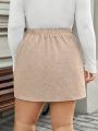 SHEIN Frenchy Plus Size Women's Asymmetrical Hem Skirt With Curved Edge