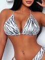 SHEIN Swim Y2GLAM 1pc Zebra Pattern Women's Bikini Top