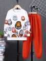 SHEIN Kids HYPEME Tween Boy Cartoon Graphic Pullover & Sweatpants