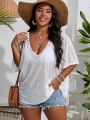 SHEIN Swim Vcay Plus Solid Batwing Sleeve Cover Up