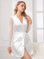 Ladies' Mesh Paneled Long Sleeve Nightgown