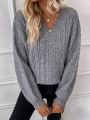 SHEIN Essnce Cable Knit Drop Shoulder Sweater