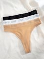 3pcs/set Underwear Thongs With Letter Prints