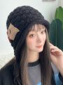 1pc Women's Handmade Casual Crochet Knit Beanie Hat With Soft & Feminine Style, Suitable For Winter Travel