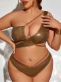 SHEIN Swim SXY Plus Size One Shoulder Chain Detail Monokini Swimsuit