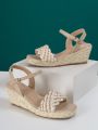 Braided Design Espadrille Ankle Strap Wedge Sandals