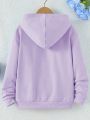 Teen Girl Letter Graphic Kangaroo Pocket Hoodie