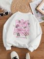 Tween Girl Slogan & Cash Graphic Pullover