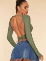 SHEIN BAE Twist Backless Crop Tee