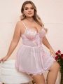 Plus Size Sexy Lingerie Dress + T-Back Panties + Leg Garter (Valentine'S Day Edition)