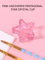 1pc Multi-functional Pink Mini Pentagram Crystal Cup For Brush Washing And Mixing Colors