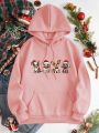 Women's Christmas Dog Pattern Fleece Lined Hoodie