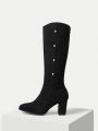 MOTF PREMIUM FAUX PEARL STUDDED SLOUCHY BOOTS