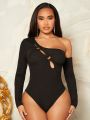 SHEIN SXY One Shoulder Irregular Cut Out Bodysuit