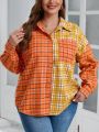 SHEIN LUNE Plus Size Grid Patterned Drop Shoulder Shirt