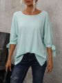 Round Neck Split Sleeve T-shirt