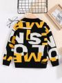 Young Boy Letter Pattern Sweater