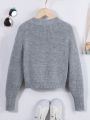 Girls' (big) Solid Color Long Sleeve Sweater, Casual All-match Style