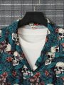 Men Plus Skull & Floral Print Shirt Without Tee